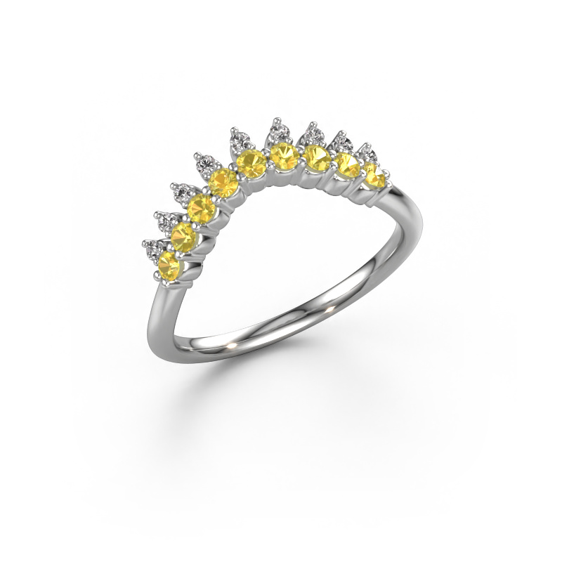 Image of Stackable ring Vivian B 585 white gold Yellow sapphire 2 mm