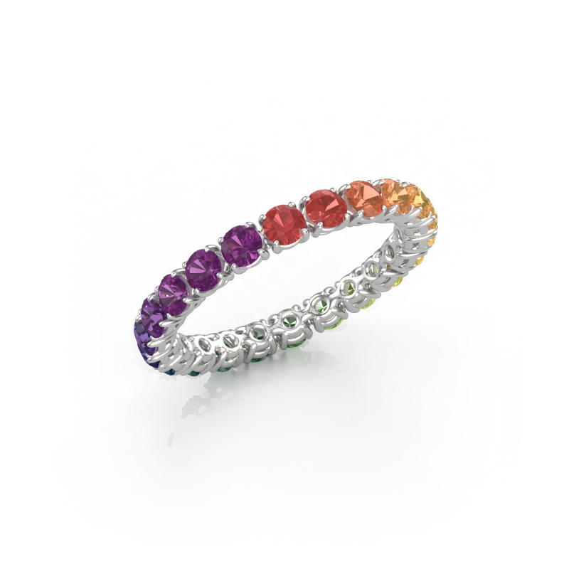 Afbeelding van Ring Vivienne 2.7 585 witgoud Rainbow saffier 1 2.7 mm