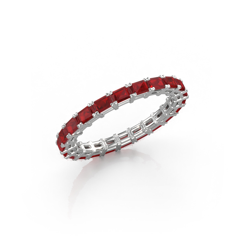 Image of Stackable ring Vivienne EME 3x2 585 white gold Ruby 3x2 mm