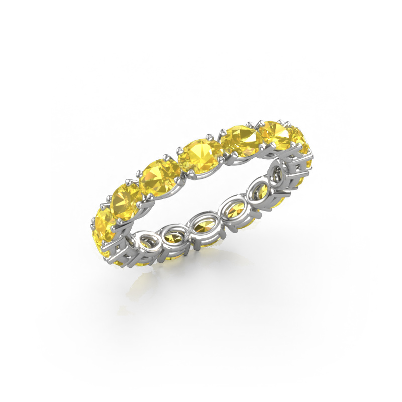 Image of Ring Vivienne OVL 4x3 585 white gold Yellow sapphire 4x3 mm