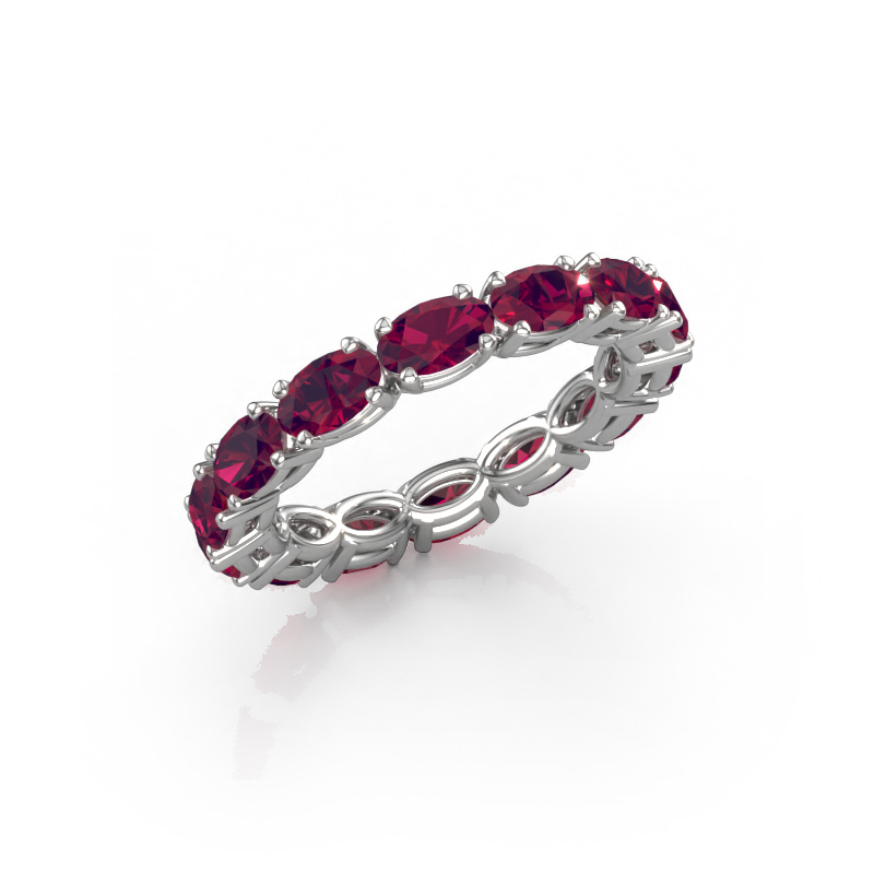 Image of Ring Vivienne OVL 5x3 585 white gold Rhodolite 5x3 mm
