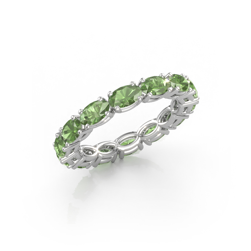 Immagine di Anello Vivienne OVL 5x3 585 oro bianco Tormalina verde 5x3 mm