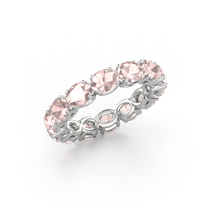 Afbeelding van Ring Vivienne OVL 5x4 585 witgoud Morganiet champagne 5x4 mm