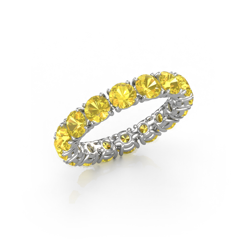 Image of Stackable ring Vivienne 4.0 585 white gold Yellow sapphire 4 mm