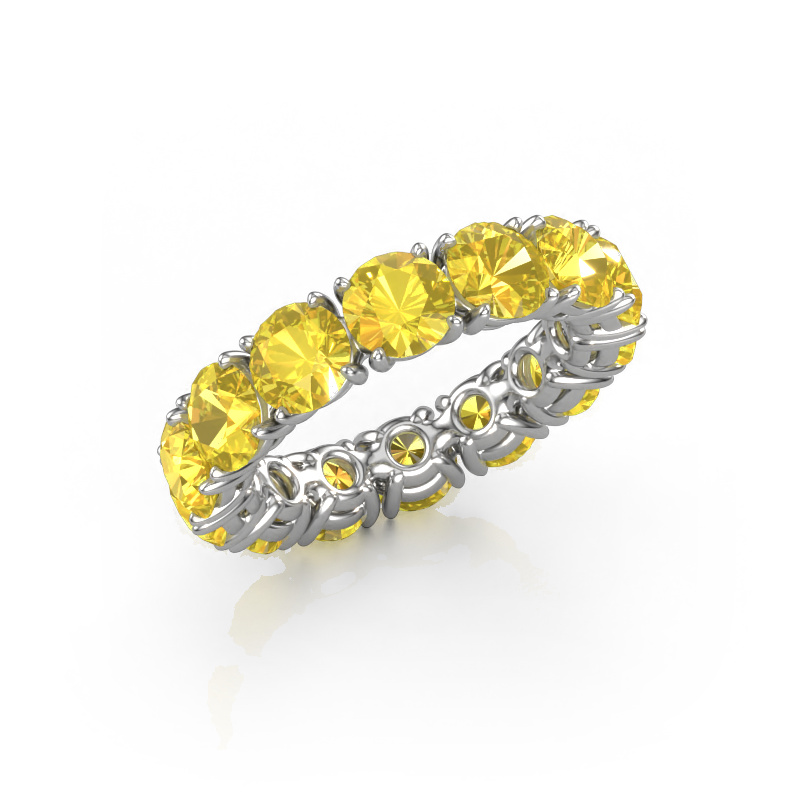 Image of Ring Vivienne 5.0 585 white gold Yellow sapphire 5 mm