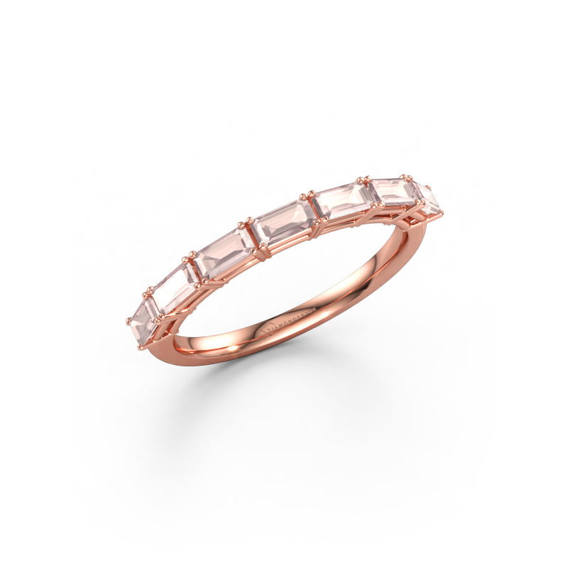 Immagine di Anello Vivienne half EME 585 oro rosa Morganite champagne 4x2 mm