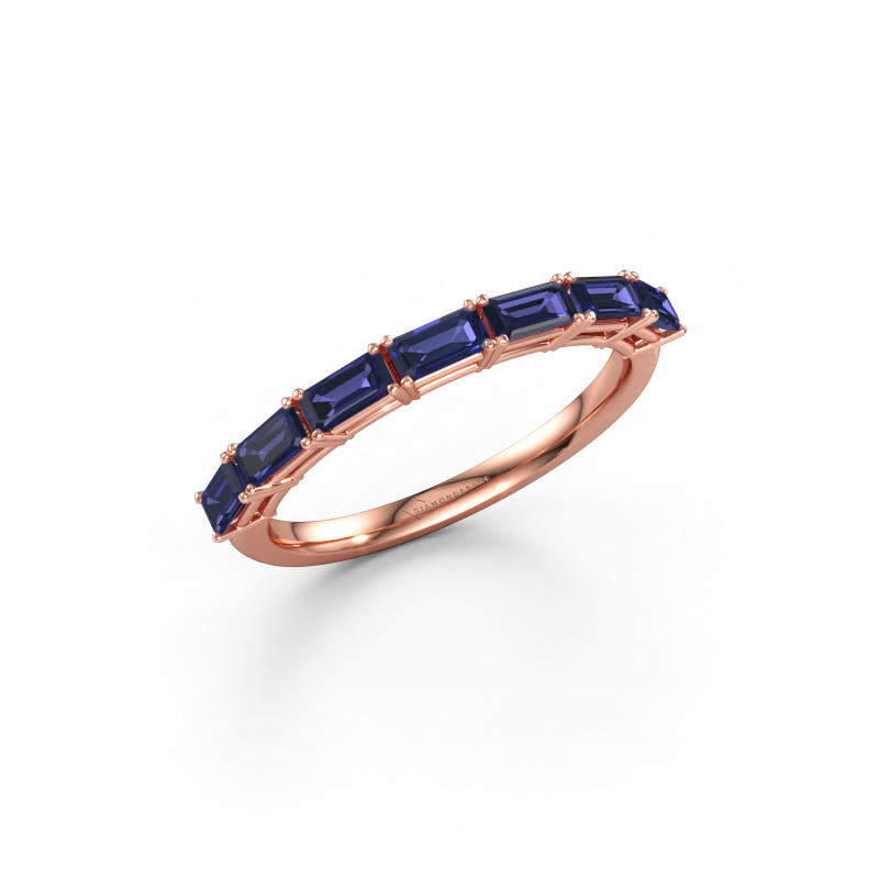 Immagine di Anello Vivienne half EME 585 oro rosa Zaffiro 4x2 mm