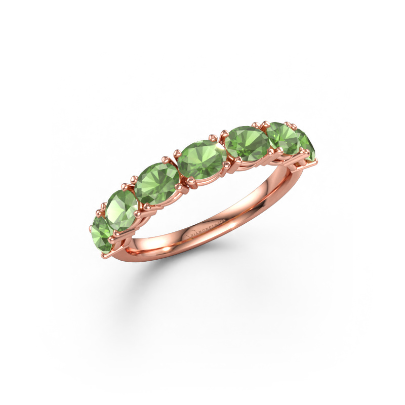 Immagine di Anello Vivienne half OVL 585 oro rosa Tormalina verde 4.5x3.5 mm