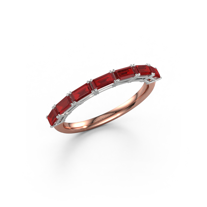 Image of Ring Vivienne half EME 585 rose gold Ruby 4x2 mm