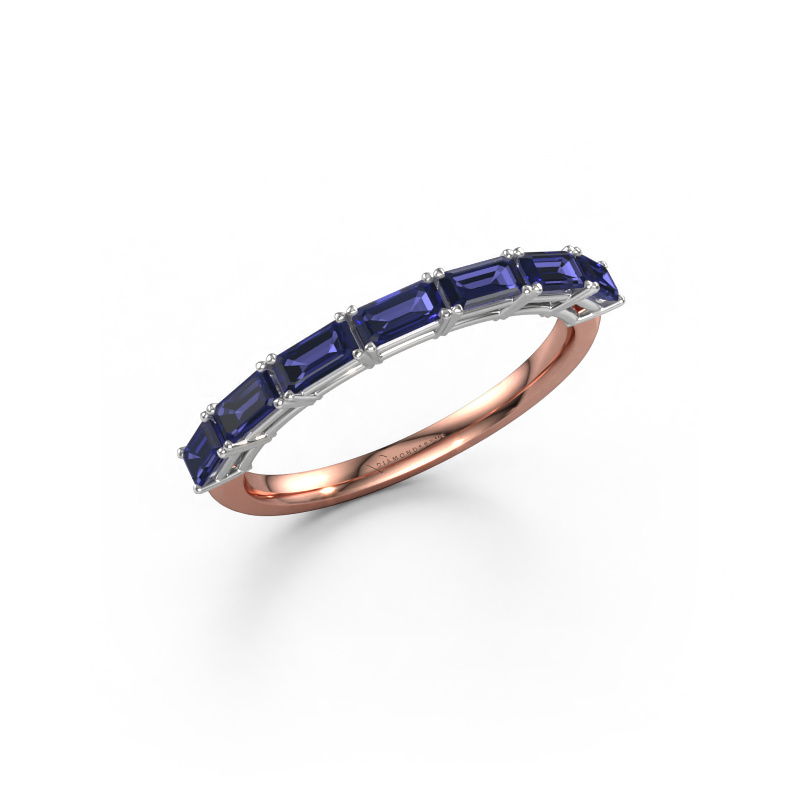 Image of Ring Vivienne half EME 585 rose gold Sapphire 4x2 mm