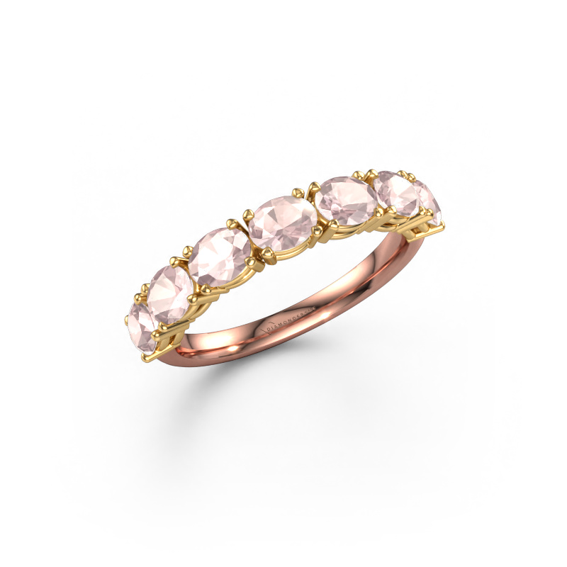 Image of Ring Vivienne half OVL 585 rose gold Morganite champagne 4.5x3.5 mm