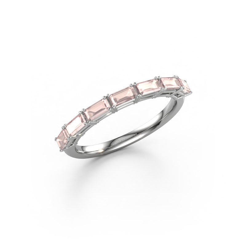 Image of Ring Vivienne half EME 585 white gold Morganite champagne 4x2 mm