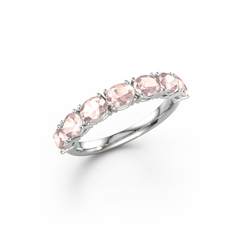 Immagine di Anello Vivienne half OVL 585 oro bianco Morganite champagne 4.5x3.5 mm
