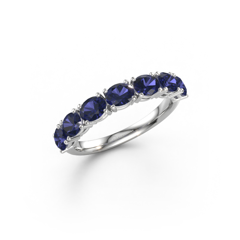 Immagine di Anello Vivienne half OVL 585 oro bianco Zaffiro 4.5x3.5 mm