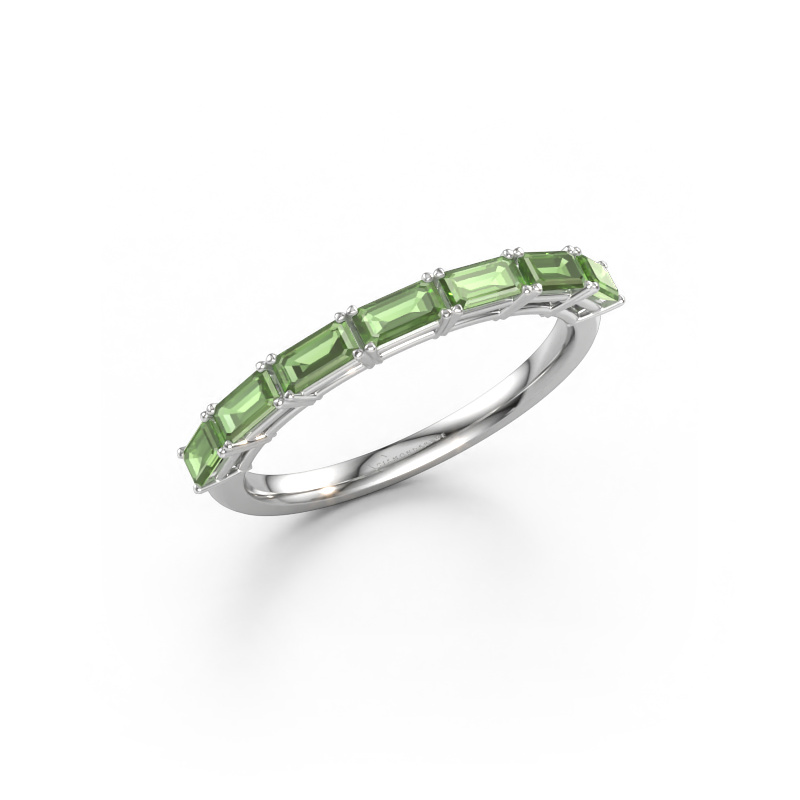 Immagine di Anello Vivienne half EME 585 oro bianco Tormalina verde 4x2 mm