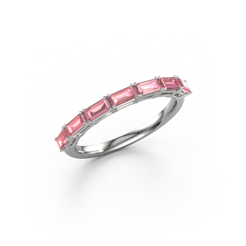 Image of Ring Vivienne half EME 585 white gold Tourmaline pink 4x2 mm