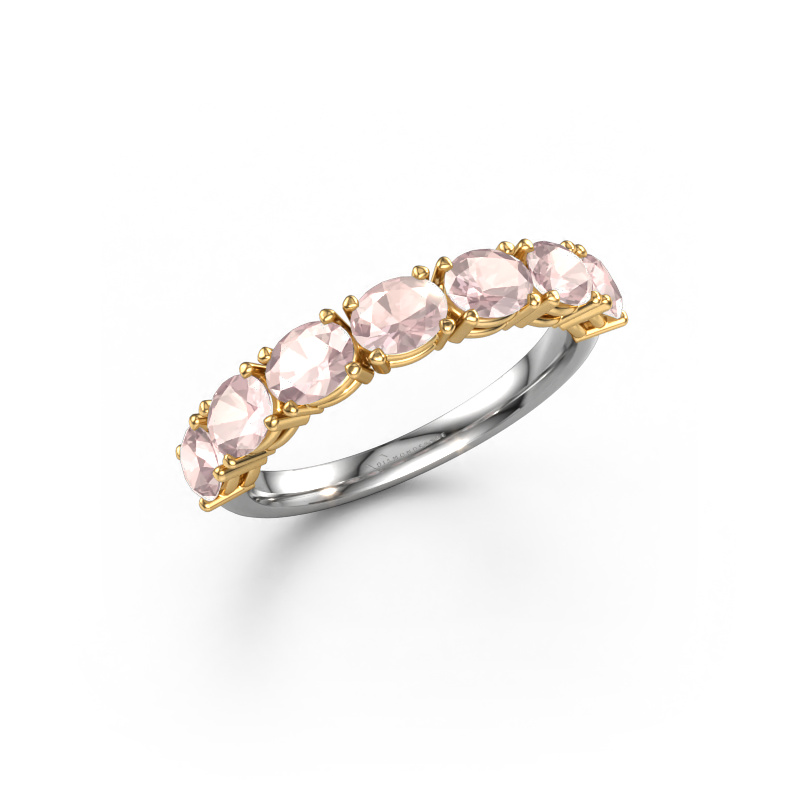 Image of Ring Vivienne half OVL 585 white gold Morganite champagne 4.5x3.5 mm