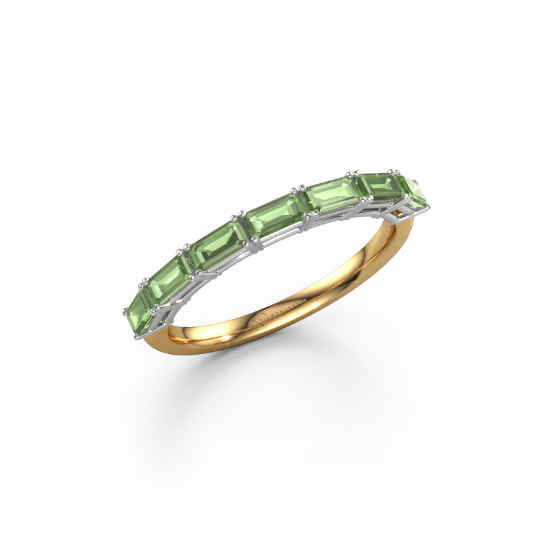 Bild von Ring Vivienne half EME 585 Gold Turmalin grün 4x2 mm