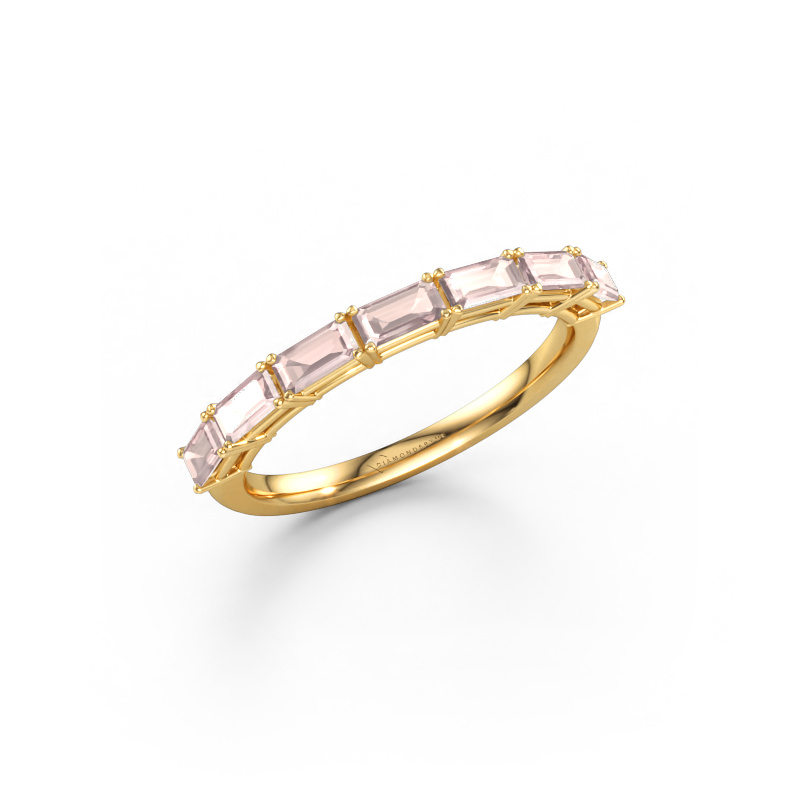 Immagine di Anello Vivienne half EME 585 oro Morganite champagne 4x2 mm