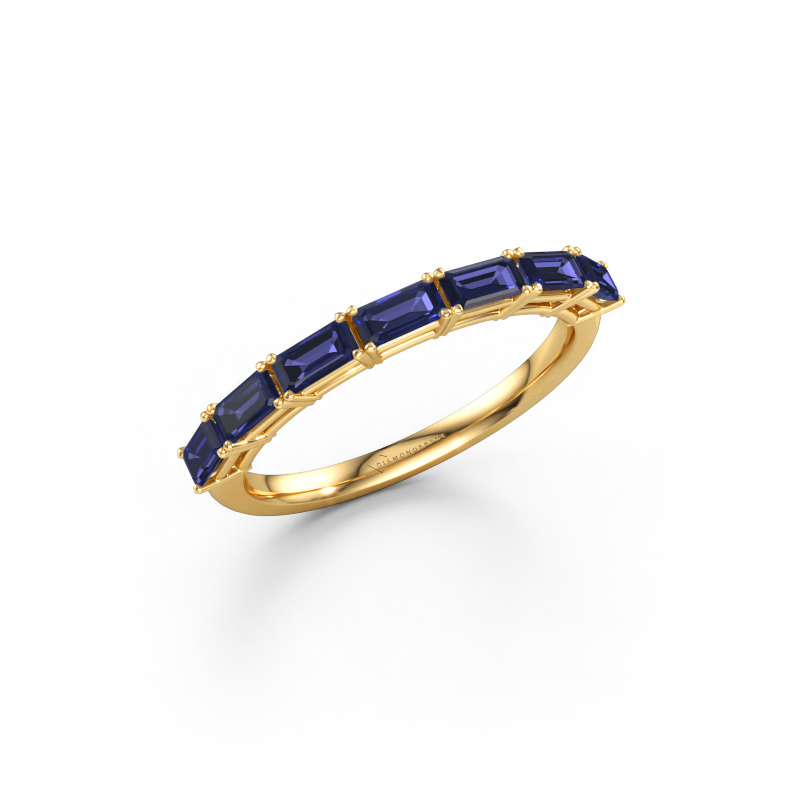 Immagine di Anello Vivienne half EME 585 oro Zaffiro 4x2 mm