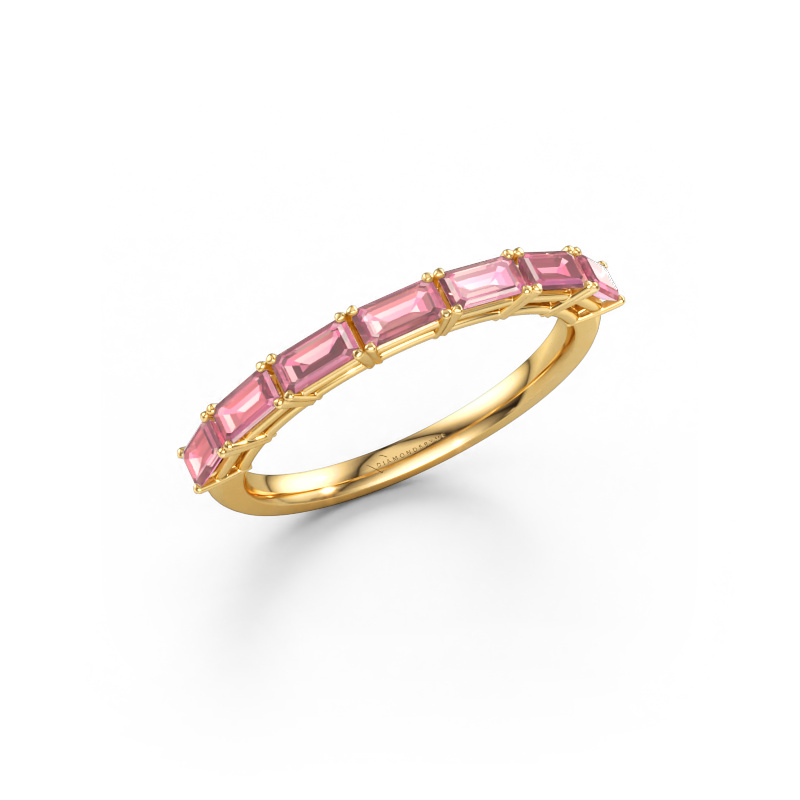 Immagine di Anello Vivienne half EME 585 oro Tormalina rosa 4x2 mm