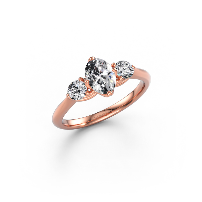 Immagine di Anello di fidanzamento Vosje OVL 585 oro rosa Diamante lab grown 1.10 crt