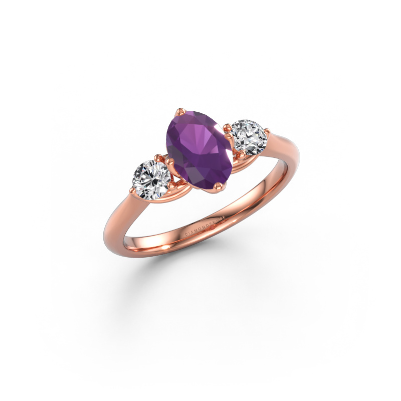 Image of Engagement ring Vosje OVL 585 rose gold Amethyst 7,5x5,5 mm