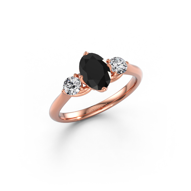 Image of Engagement ring Vosje OVL 585 rose gold Black diamond 1.50 crt