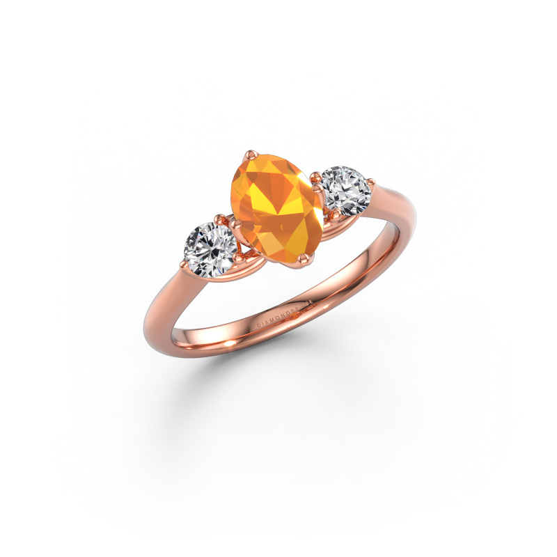Image of Engagement ring Vosje OVL 585 rose gold Citrin 7,5x5,5 mm
