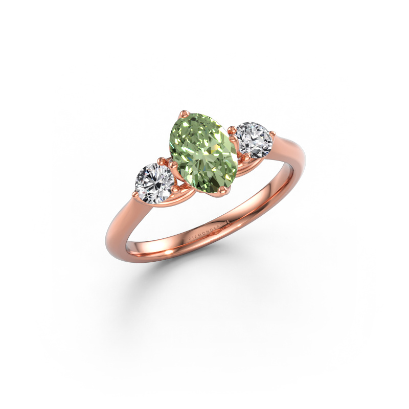 Bild av Förlovningsring Vosje OVL 585 roséguld Grön labbodlad diamant 7,5x5,5 mm