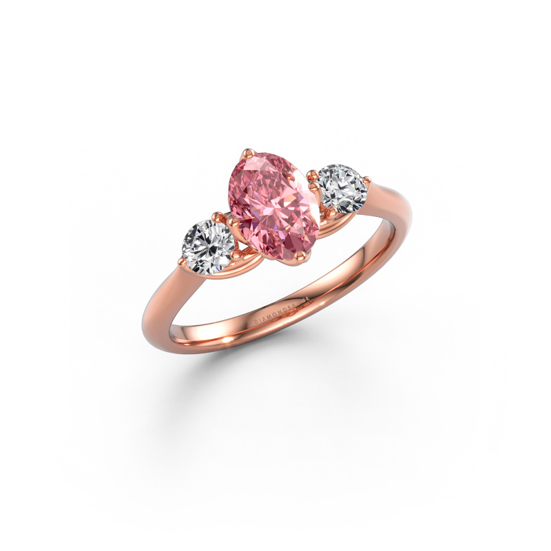 Image of Engagement ring Vosje OVL 585 rose gold Pink lab grown diamond 7,5x5,5 mm