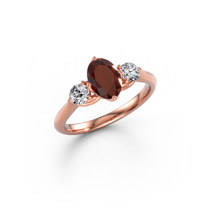 Image of Engagement ring Vosje OVL 585 rose gold Garnet 7,5x5,5 mm