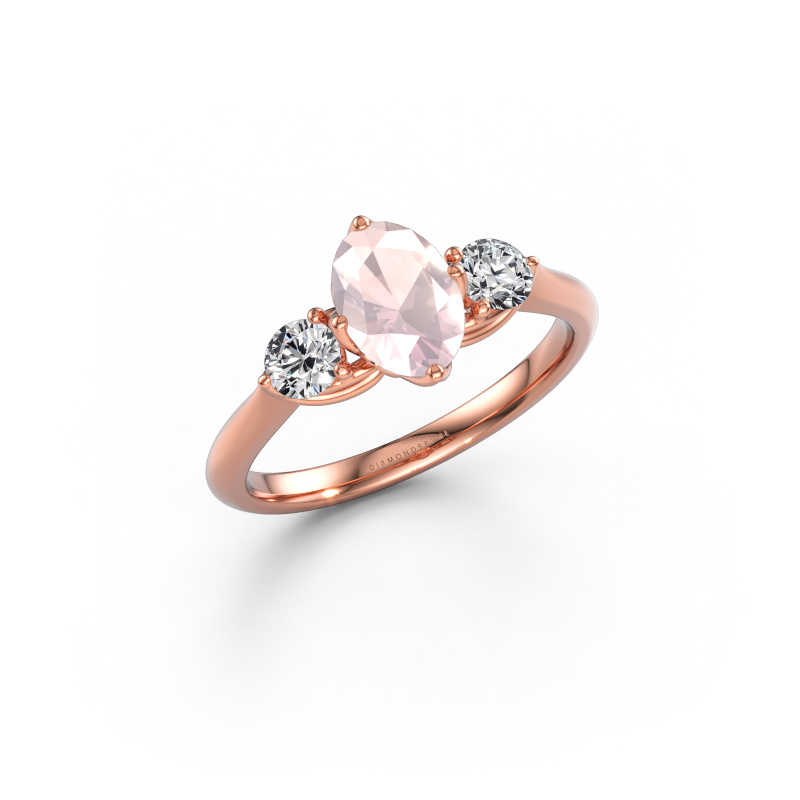 Bild av Förlovningsring Vosje OVL 585 roséguld Champagnefärgad morganit 7,5x5,5 mm