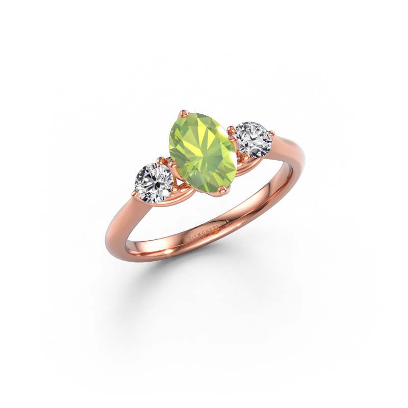 Image of Engagement ring Vosje OVL 585 rose gold Peridot 7,5x5,5 mm