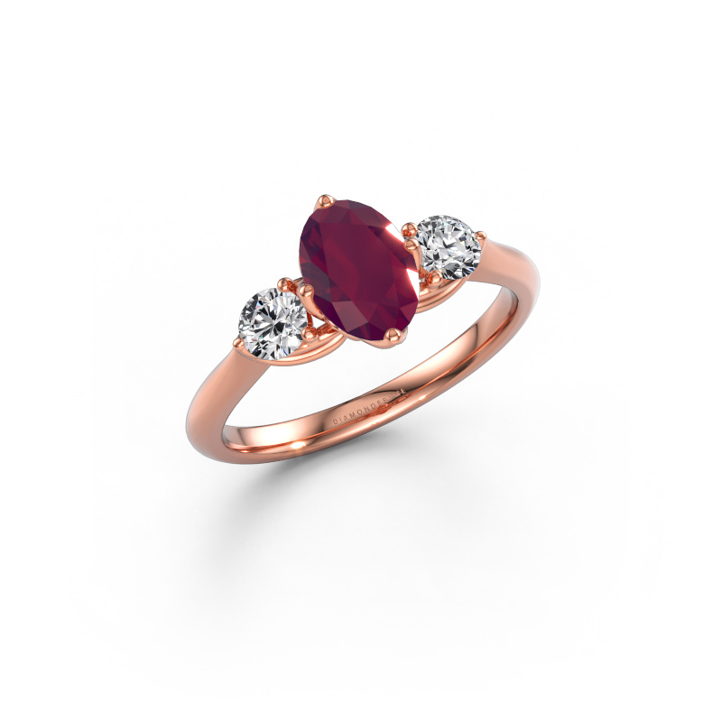 Image of Engagement ring Vosje OVL 585 rose gold Rhodolite 7,5x5,5 mm