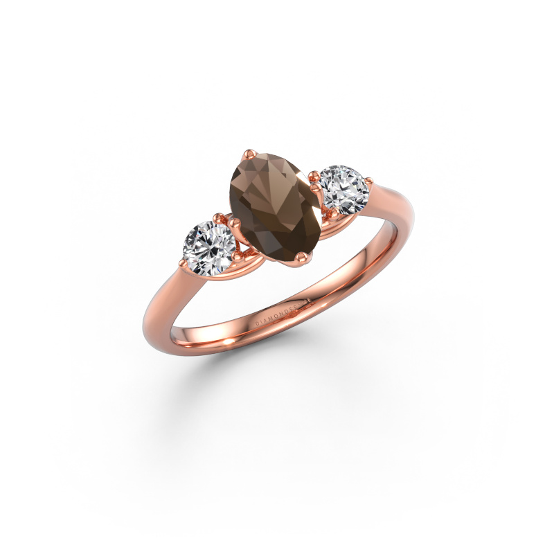 Image de Bague de fiançailles Vosje OVL 585 or rose Quartz fumé 7,5x5,5 mm