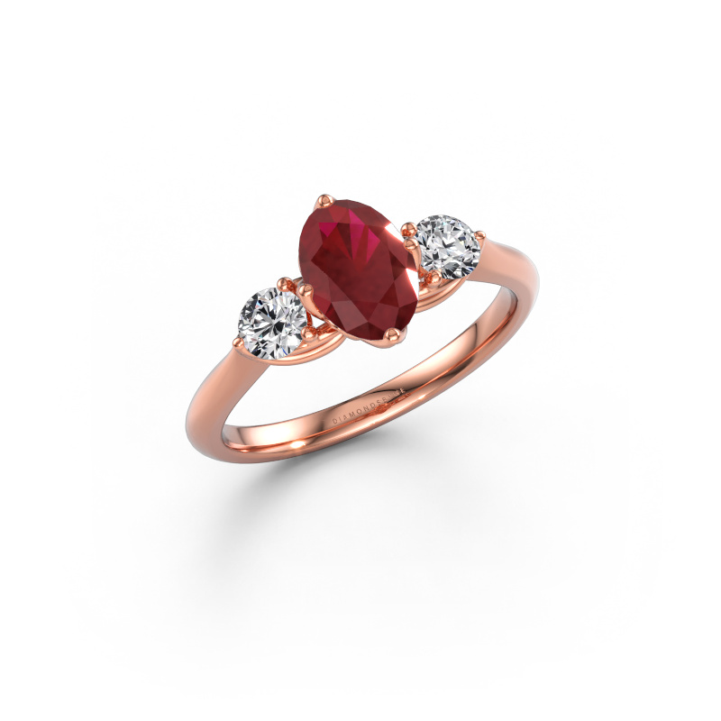 Image of Engagement ring Vosje OVL 585 rose gold Ruby 7,5x5,5 mm