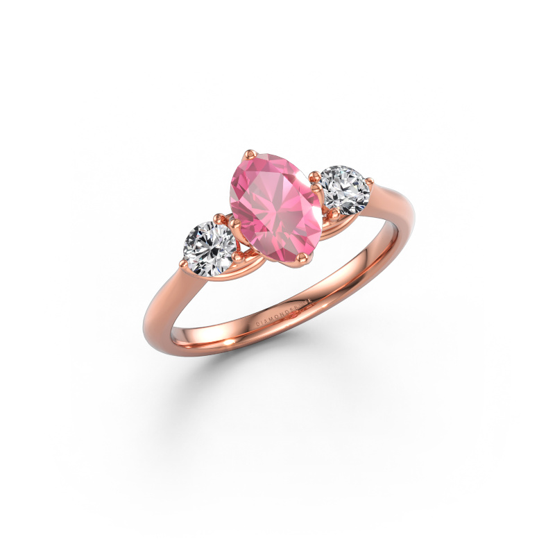 Image of Engagement ring Vosje OVL 585 rose gold Pink sapphire 7,5x5,5 mm