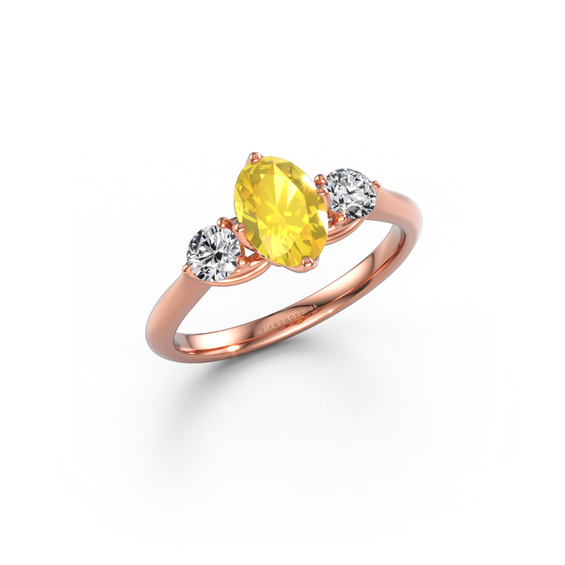 Bild av Förlovningsring Vosje OVL 585 roséguld Gul safir 7,5x5,5 mm