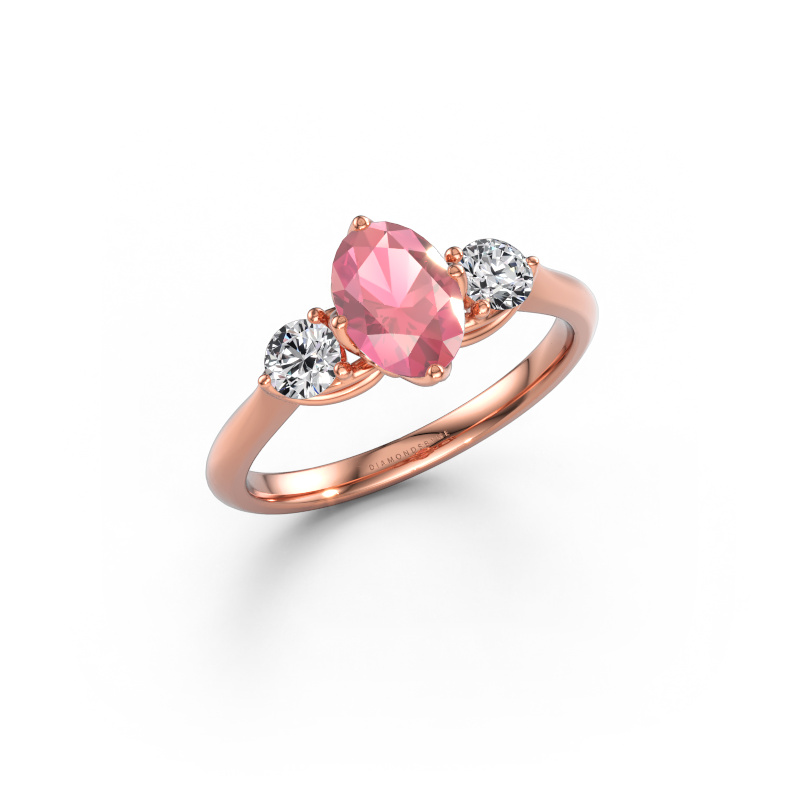 Immagine di Anello di fidanzamento Vosje OVL 585 oro rosa Tormalina rosa 7,5x5,5 mm