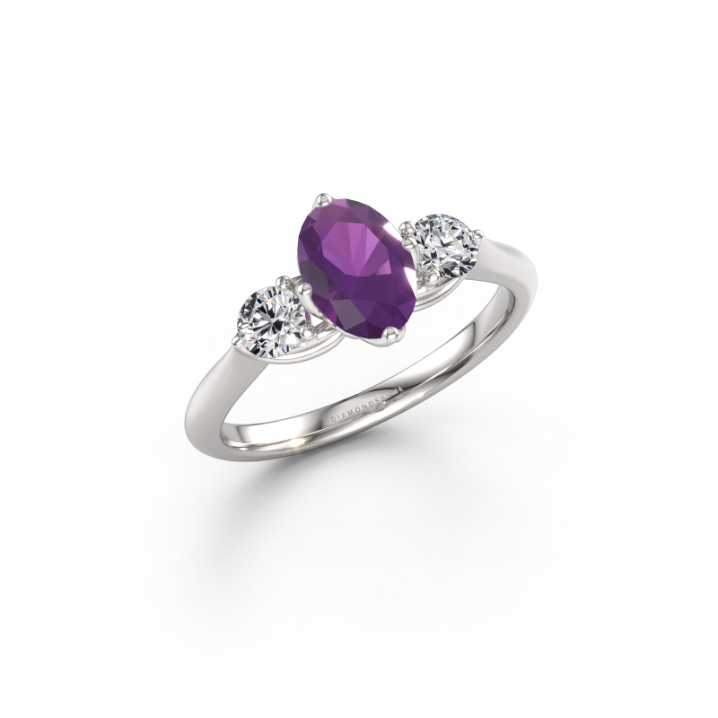Image of Engagement ring Vosje OVL 950 platinum Amethyst 7,5x5,5 mm