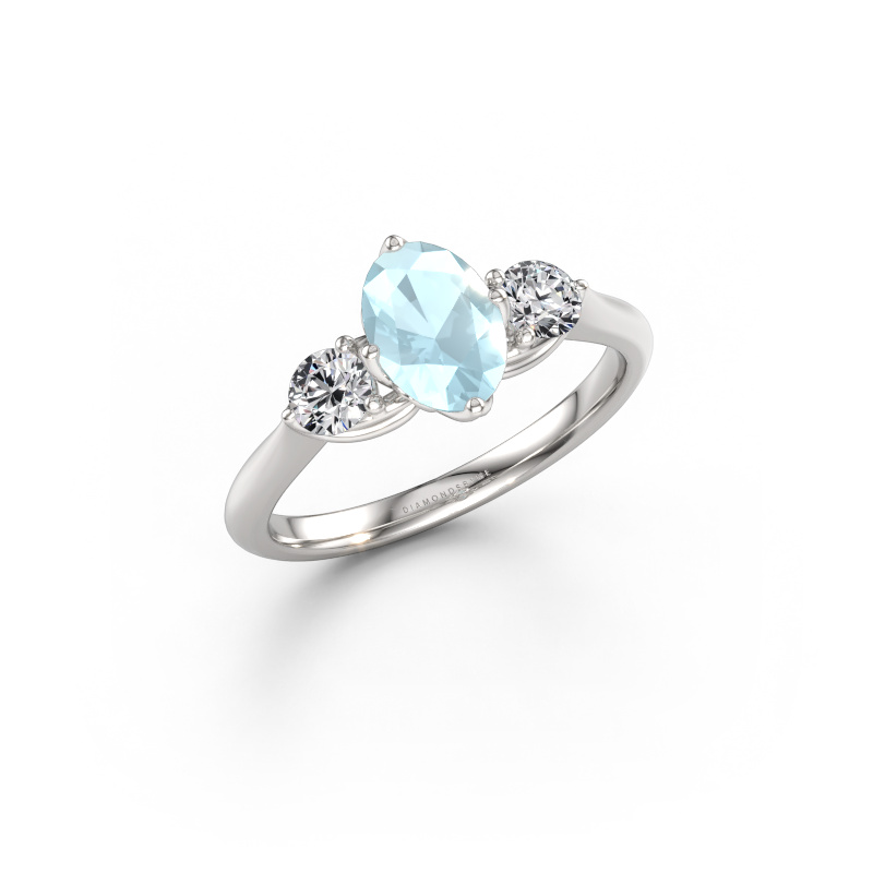 Image of Engagement ring Vosje OVL 585 white gold Aquamarine 7,5x5,5 mm