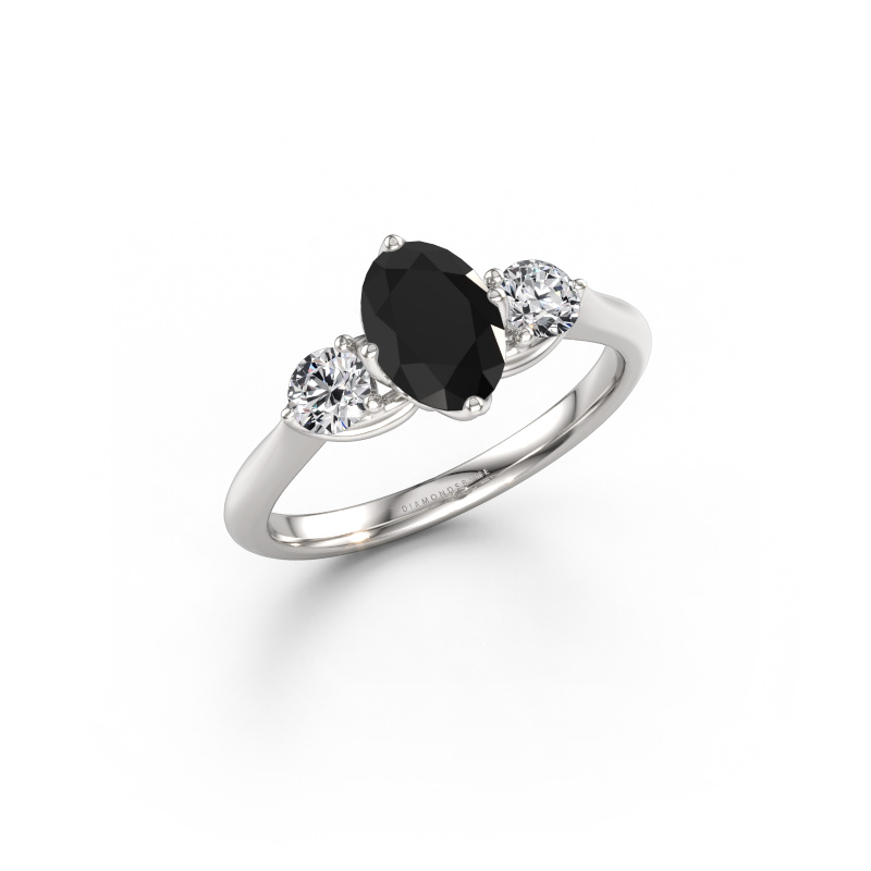 Image of Engagement ring Vosje OVL 950 platinum Black diamond 1.50 crt