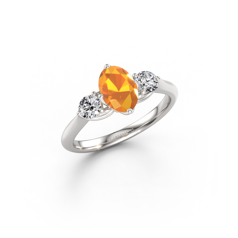 Image of Engagement ring Vosje OVL 950 platinum Citrin 7,5x5,5 mm