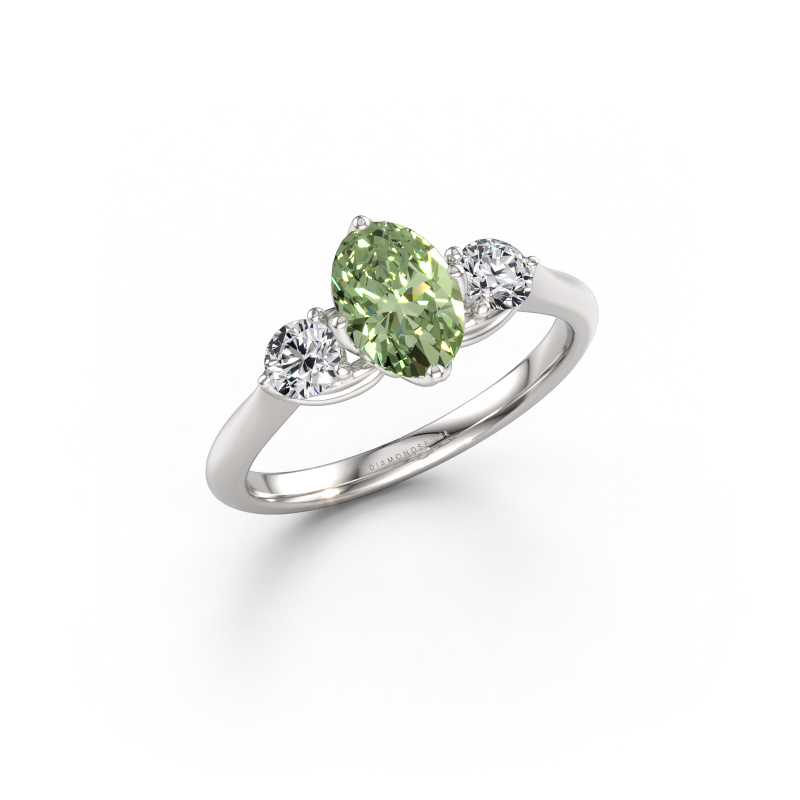 Immagine di Anello di fidanzamento Vosje OVL 950 platino Diamante lab grown verde 7,5x5,5 mm