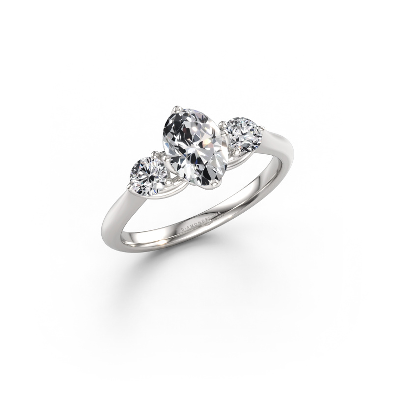 Image of Engagement ring Vosje OVL 585 white gold Lab grown diamond 1.20 crt