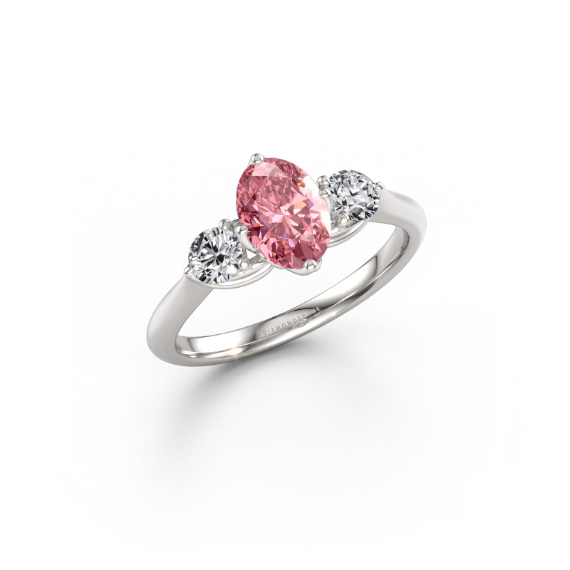 Immagine di Anello di fidanzamento Vosje OVL 950 platino Diamante lab grown rosa 7,5x5,5 mm