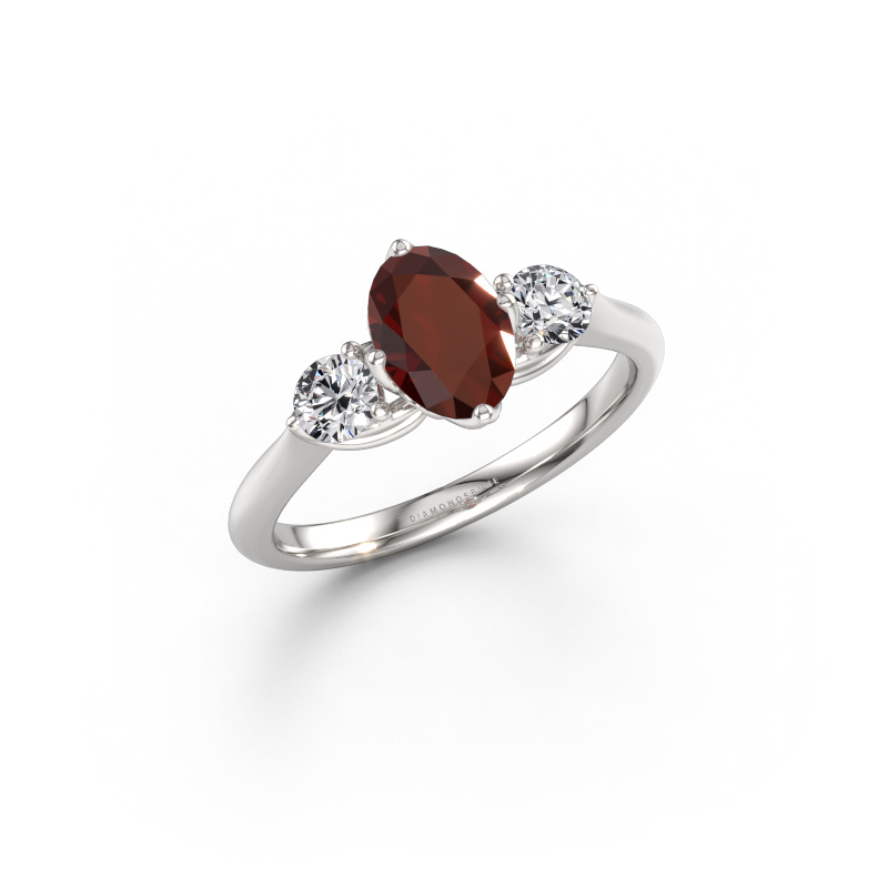 Image of Engagement ring Vosje OVL 950 platinum Garnet 7,5x5,5 mm