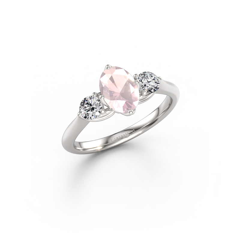 Immagine di Anello di fidanzamento Vosje OVL 950 platino Morganite champagne 7,5x5,5 mm