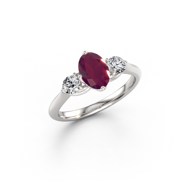 Image of Engagement ring Vosje OVL 585 white gold Rhodolite 7,5x5,5 mm
